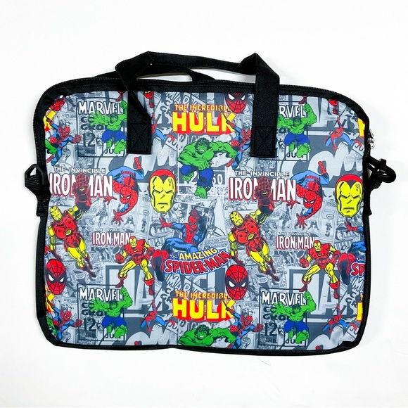 Marvel Avengers Tablet Case Crossbody Travel Bag Allover Retro Comic Print - Picture 2 of 3